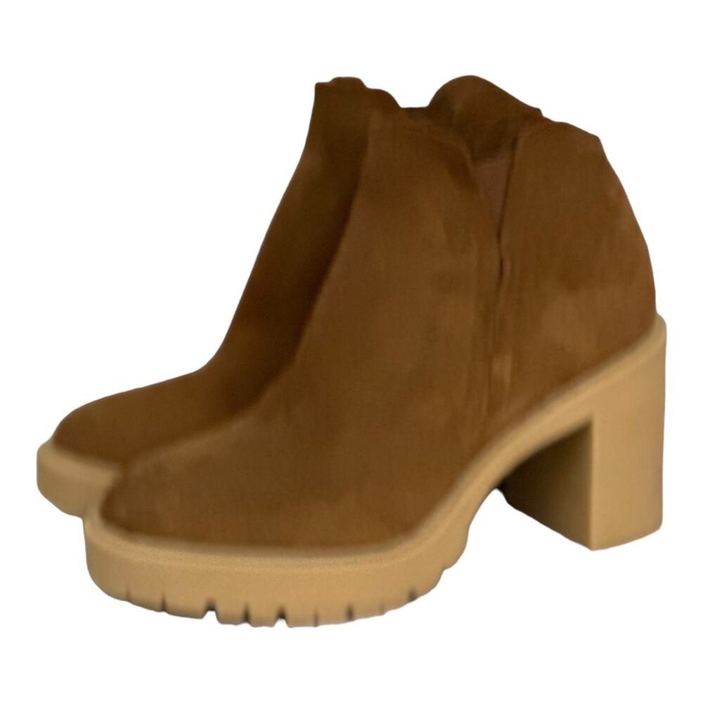 Dolce Vita Ankle Boots Chunky Heels Platform Booties Size 9 Brown